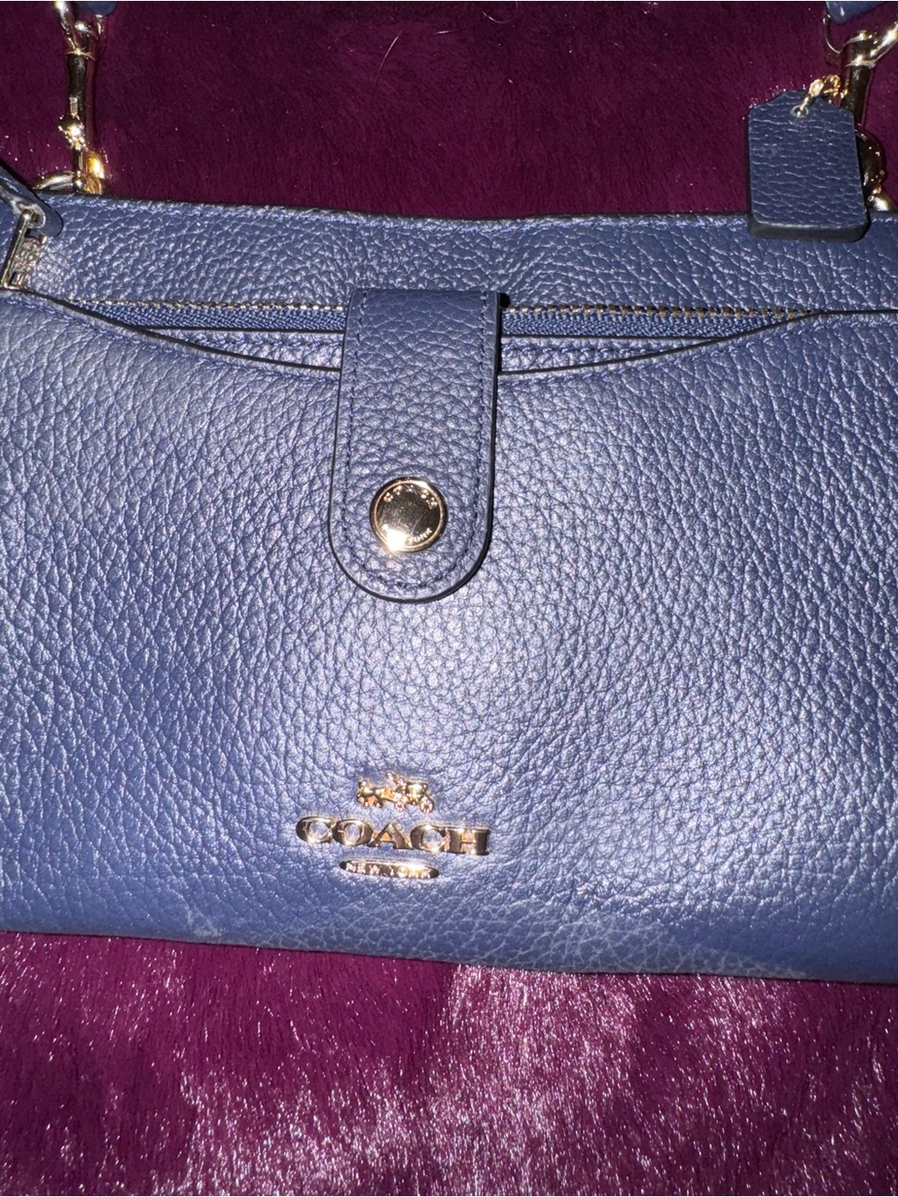 Coach Navy Pebbled Leather Crossbody Bag with Wallet and Gold Hardware - Picture 3 of 9